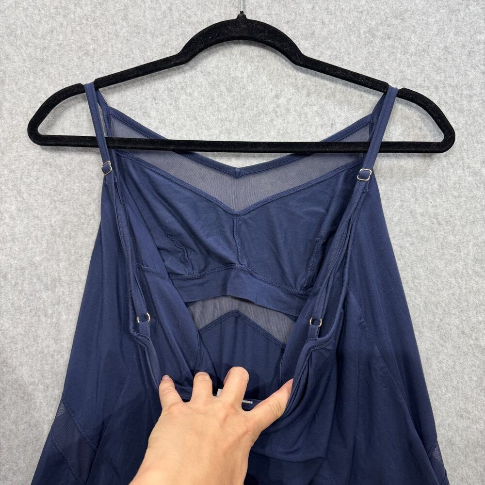 HoneyLove Blisswear Chemise Sz M Navy Blue Shelf Bra V-Neck Mesh Trim Soft - Picture 4 of 10